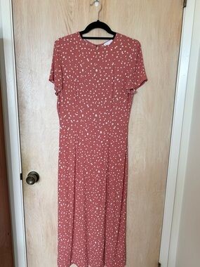 Nordstrom Leith Dusty Rose Polka Dot Maxi Dress S